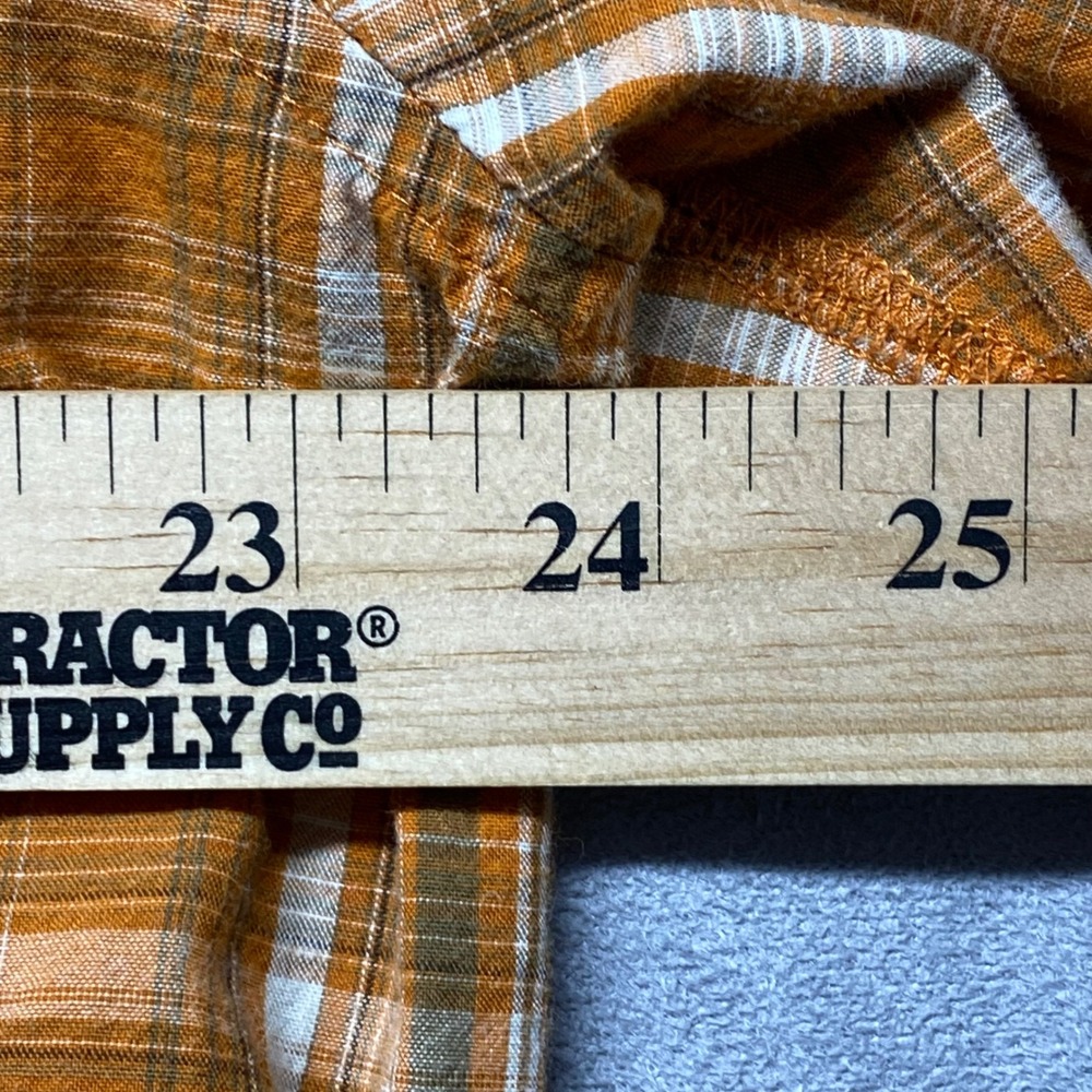 REI Mens XL Plaid Short Sleeve Button Up Shirt Casual Outdoor Work Beige Orange - Picture 6 of 14